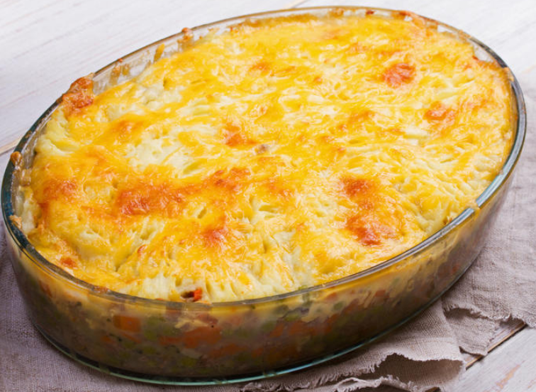 Frango com creme de batata e bacon