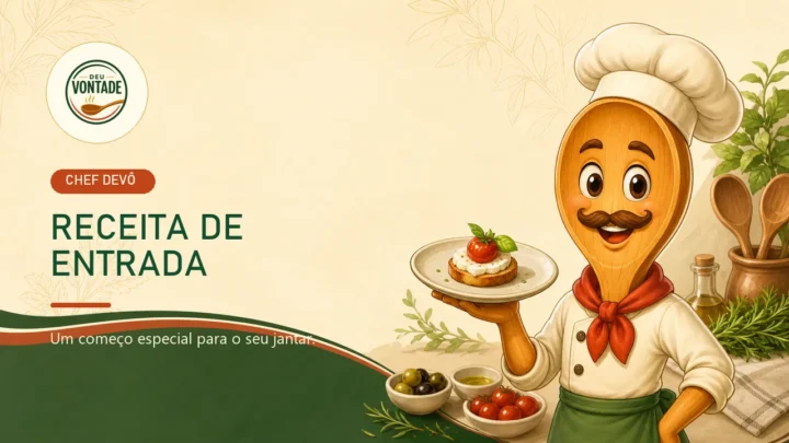 Chef Devô apresentando uma receita de entrada do Deu Vontade