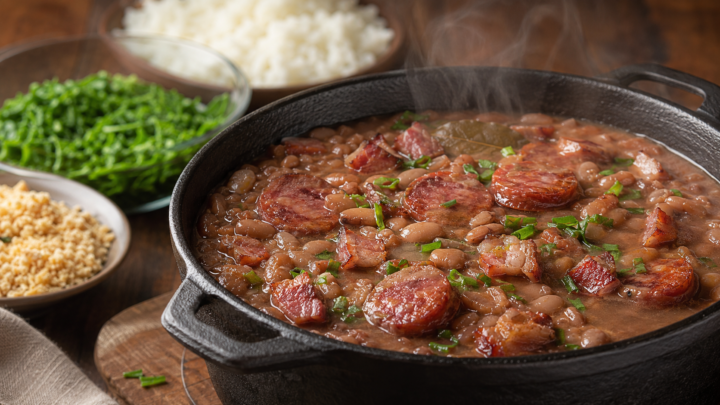 Feijão rápido com calabresa e bacon