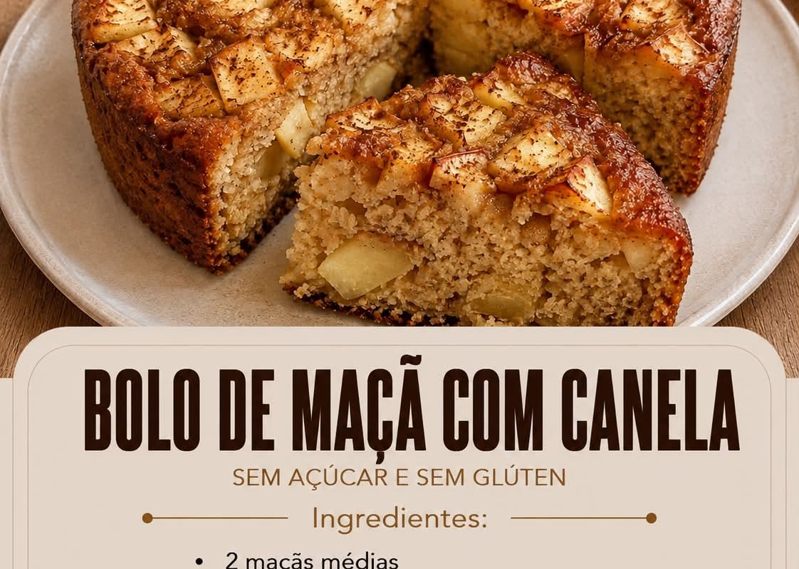 Bolo de maçã com banana e canela